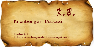 Kronberger Bulcsú névjegykártya